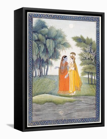 Krishna and Radha Walking by the Jumna in the Moonlight Having Exchanged Clothes, from the…-null-Framed Premier Image Canvas