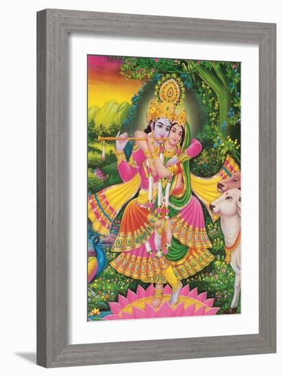 Krishna and Radha-null-Framed Art Print