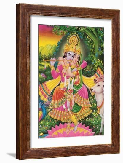 Krishna and Radha-null-Framed Art Print