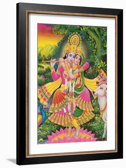 Krishna and Radha-null-Framed Art Print