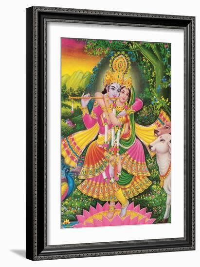 Krishna and Radha-null-Framed Art Print