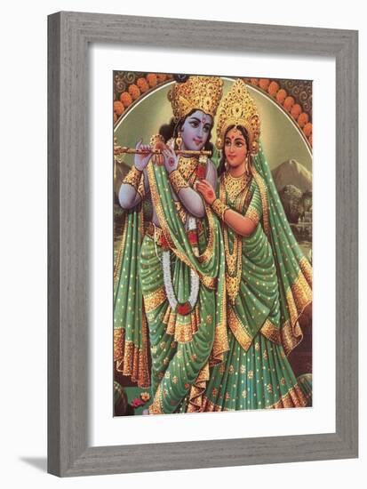 Krishna and Radha-null-Framed Art Print