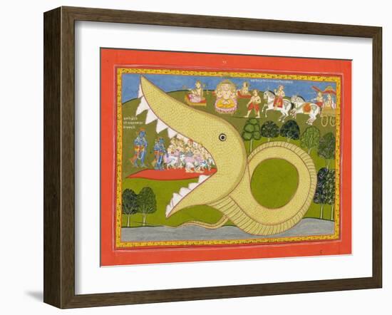 Krishna and the Cowherds Enter Agasura's Mouth, C.1800-null-Framed Giclee Print