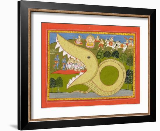 Krishna and the Cowherds Enter Agasura's Mouth, C.1800-null-Framed Giclee Print
