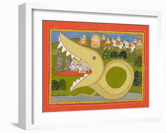 Krishna and the Cowherds Enter Agasura's Mouth, C.1800-null-Framed Giclee Print
