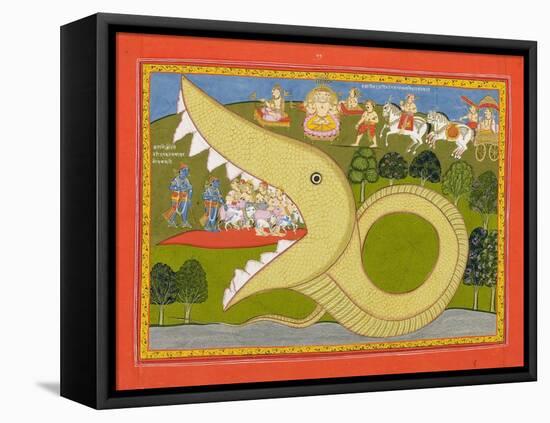 Krishna and the Cowherds Enter Agasura's Mouth, C.1800-null-Framed Premier Image Canvas