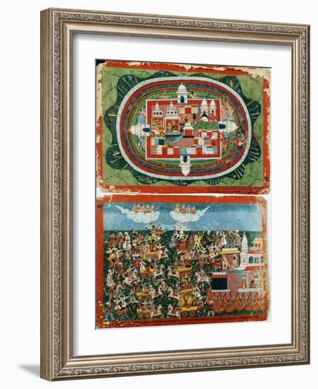 Krishna Attacking the Impregnable Castle of Prag-Jyoshita-null-Framed Giclee Print