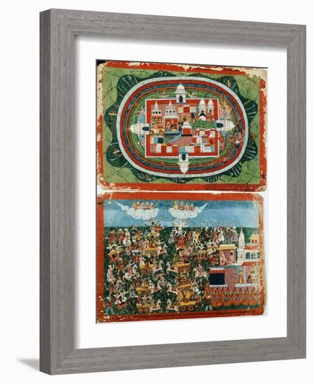 Krishna Attacking the Impregnable Castle of Prag-Jyoshita-null-Framed Giclee Print