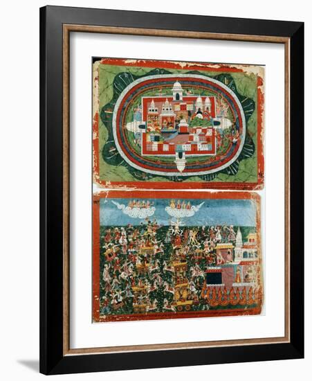 Krishna Attacking the Impregnable Castle of Prag-Jyoshita-null-Framed Giclee Print