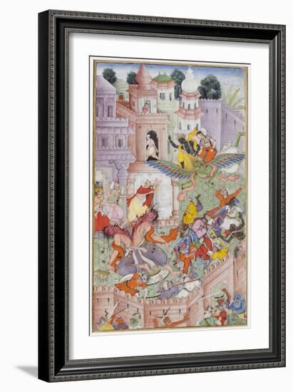 Krishna Cleaves the Demon Narakasura with His Discus, C.1585-90-null-Framed Giclee Print