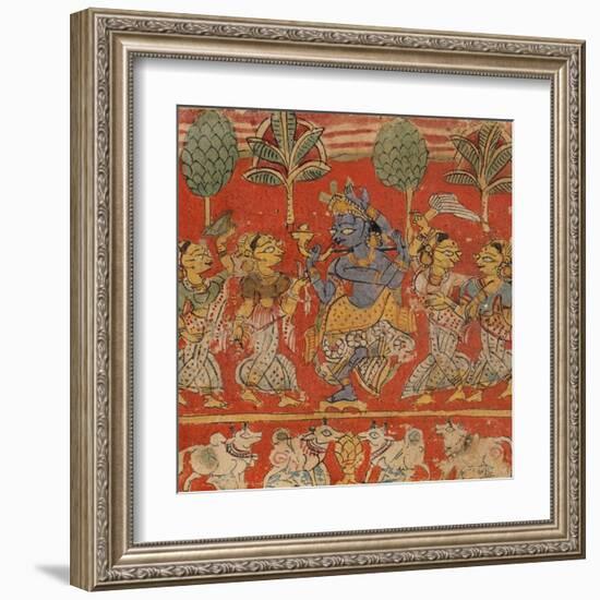 Krishna Dancing with Gopis in Vrindavan-null-Framed Art Print