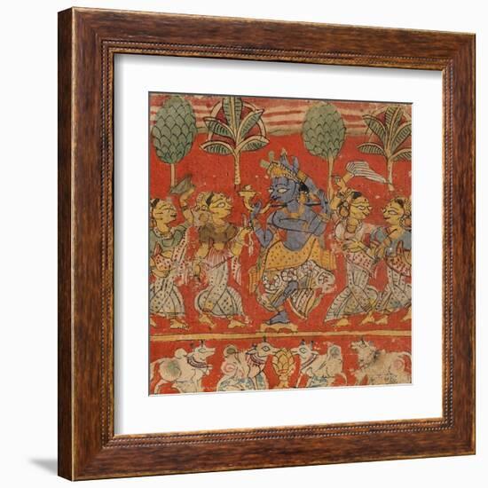 Krishna Dancing with Gopis in Vrindavan-null-Framed Art Print