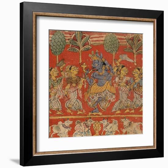 Krishna Dancing with Gopis in Vrindavan-null-Framed Art Print