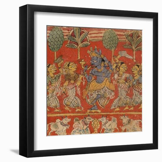 Krishna Dancing with Gopis in Vrindavan-null-Framed Art Print