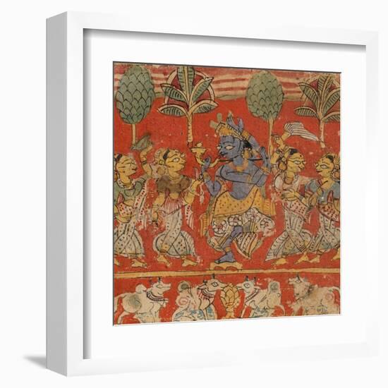 Krishna Dancing with Gopis in Vrindavan-null-Framed Art Print