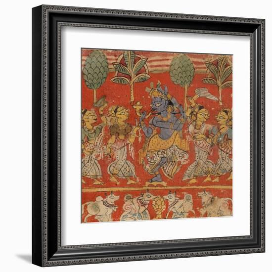 Krishna Dancing with Gopis in Vrindavan-null-Framed Art Print