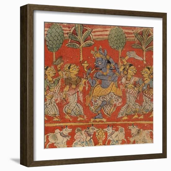 Krishna Dancing with Gopis in Vrindavan-null-Framed Art Print