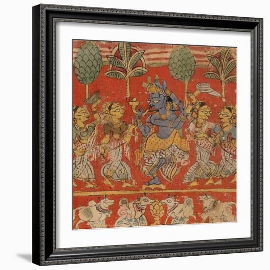 Krishna Dancing with Gopis in Vrindavan-null-Framed Art Print