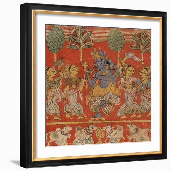 Krishna Dancing with Gopis in Vrindavan-null-Framed Art Print