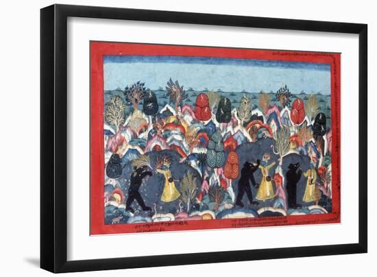 Krishna Fighting Jambavata, King of the Bears, C. 1775-null-Framed Giclee Print