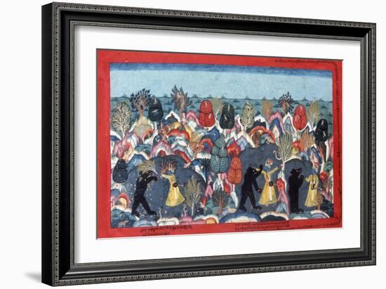 Krishna Fighting Jambavata, King of the Bears, C. 1775-null-Framed Giclee Print