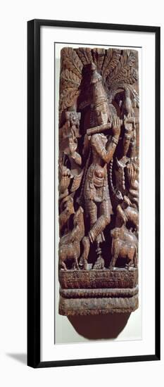 Krishna Playing a Flute (Wood)-Indian-Framed Giclee Print