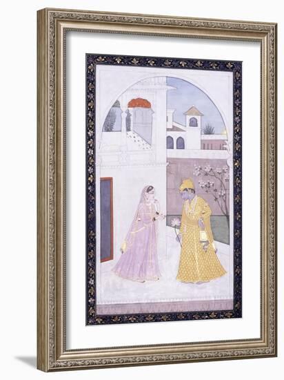 Krishna Stands Holding a Lotus Blossom--Framed Giclee Print