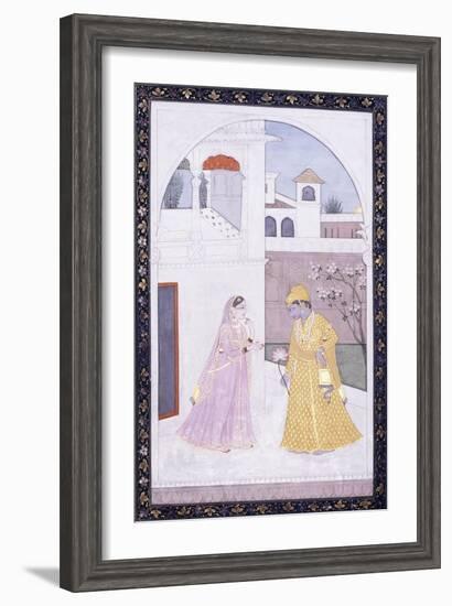 Krishna Stands Holding a Lotus Blossom-null-Framed Giclee Print