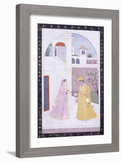 Krishna Stands Holding a Lotus Blossom-null-Framed Giclee Print