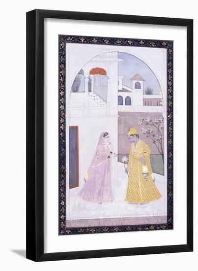 Krishna Stands Holding a Lotus Blossom-null-Framed Giclee Print