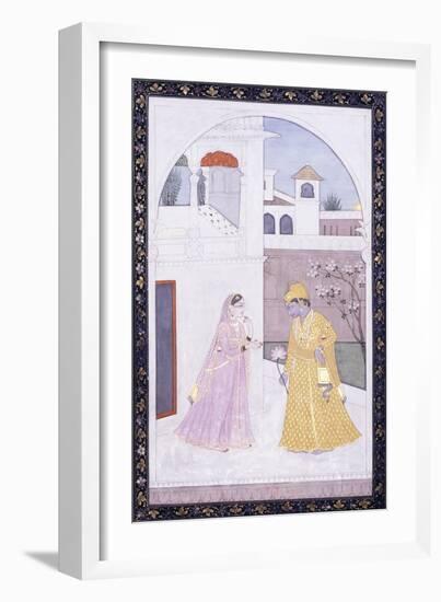 Krishna Stands Holding a Lotus Blossom-null-Framed Giclee Print