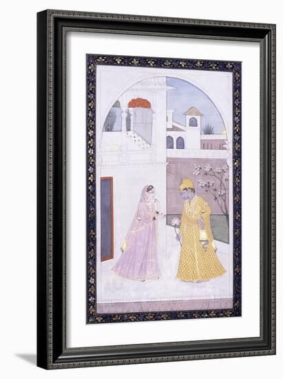 Krishna Stands Holding a Lotus Blossom-null-Framed Giclee Print