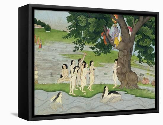 Krishna Steals the Clothes of Gopies, from the Bhagavata Purana, Kangra, Himachal Pradesh, 1780-null-Framed Premier Image Canvas