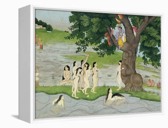 Krishna Steals the Clothes of Gopies, from the Bhagavata Purana, Kangra, Himachal Pradesh, 1780-null-Framed Premier Image Canvas