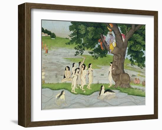 Krishna Steals the Clothes of Gopies, from the Bhagavata Purana, Kangra, Himachal Pradesh, 1780-null-Framed Giclee Print