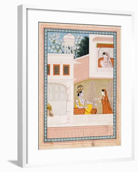 Krishna Talks to Radha's Maidservant-null-Framed Art Print