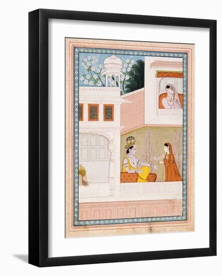 Krishna Talks to Radha's Maidservant-null-Framed Art Print