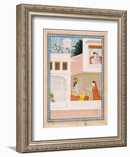 Krishna Talks to Radha's Maidservant-null-Framed Art Print