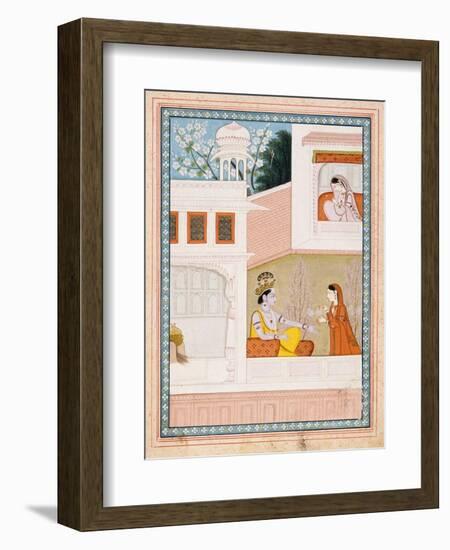Krishna Talks to Radha's Maidservant--Framed Art Print