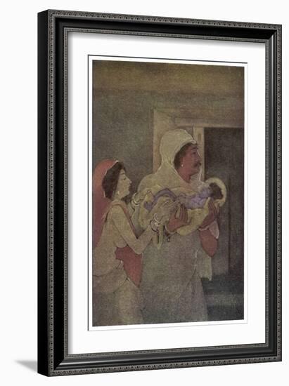 Krishna (The 8th Incarnation of Vishnu) is Born to Devaki and Vasudev-Nanda Lal Bose-Framed Art Print