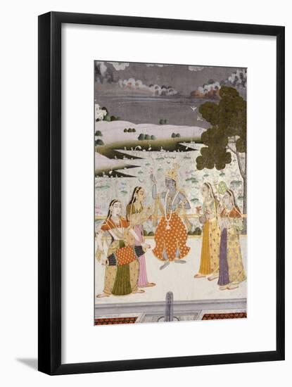 Krishna with the Gopis, Rajesthan, Possibly Bikaner, circa 1760-null-Framed Giclee Print