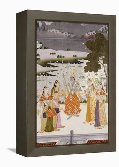 Krishna with the Gopis, Rajesthan, Possibly Bikaner, circa 1760-null-Framed Premier Image Canvas