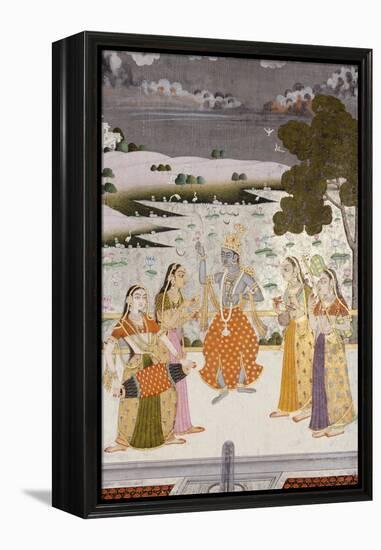 Krishna with the Gopis, Rajesthan, Possibly Bikaner, circa 1760-null-Framed Premier Image Canvas