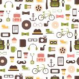 Seamless Pattern of Hipster Vector Colorful Style Elements and Icons Set for Retro Design. Infograp-Krolja-Art Print