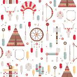 Seamless Pattern of Vector Colorful Ethnic Set with Dream Catcher, Feathers, Arrows and American In-Krolja-Mounted Art Print