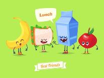 Set of Lunch Characters. Vector Cute Cartoons-Krolone-Art Print