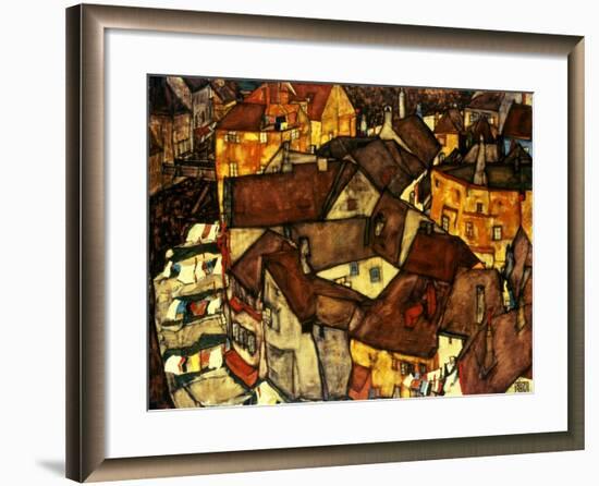 Krumau Town Cresent, 1915-Egon Schiele-Framed Giclee Print
