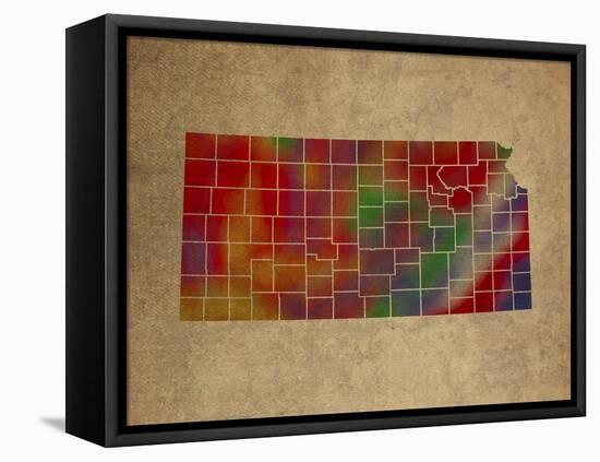 KS Colorful Counties-Red Atlas Designs-Framed Premier Image Canvas