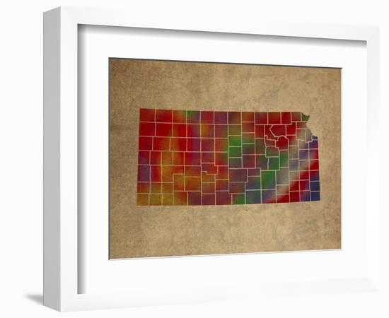 KS Colorful Counties-Red Atlas Designs-Framed Giclee Print