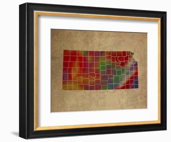 KS Colorful Counties-Red Atlas Designs-Framed Giclee Print